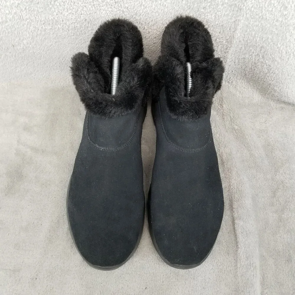 Skechers Shoes Womens Size 9 On The Go Black Suede Faux Fur Lined Ankle Booties